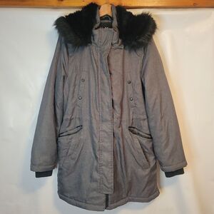 LIVIK (Addition Elle) Grey Insulated Parka With Faux Fur Trimmed Hood